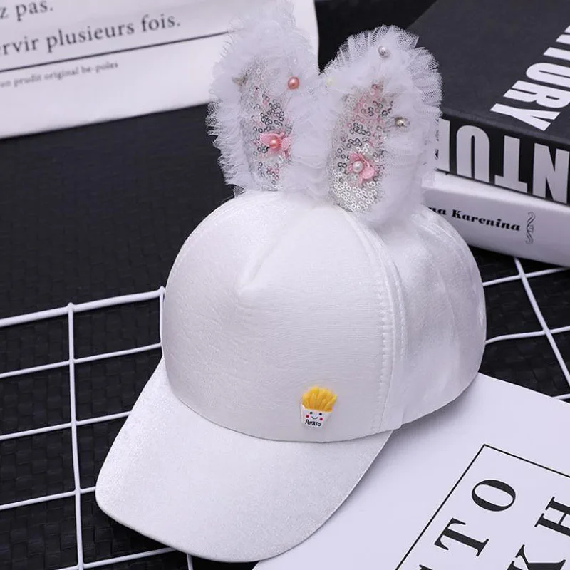 Doitbest Korea Children Hip Hop Baseball Cap Summer Sequined rabbit ears Sun Hat Cartoon Boys Girls snapback Caps