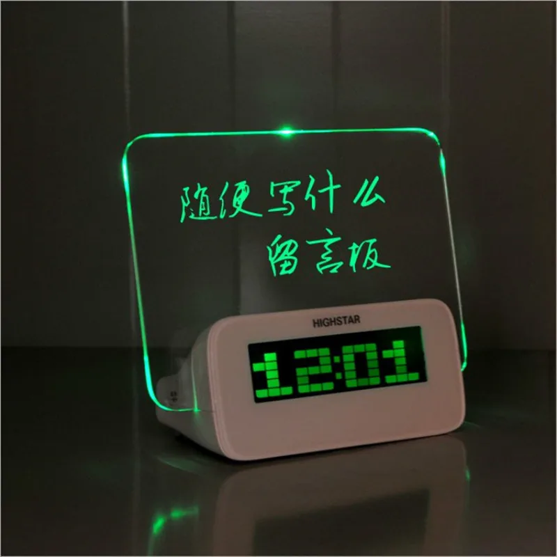 LED Table Lamps Fluorescent Digital Alarm Clock with Message Board Calendar Electronic Desktop Digital Bedroom Home Decoration