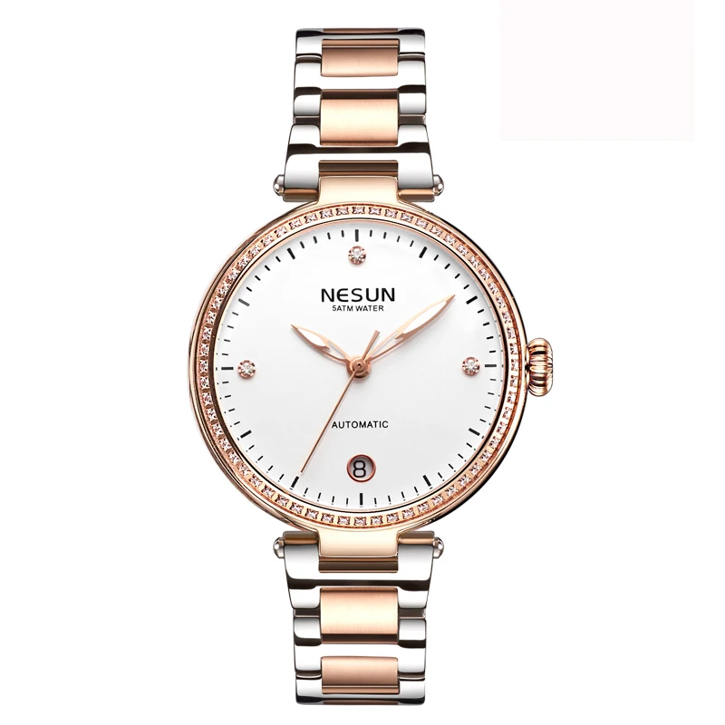 Switzerland Luxury Brand NESUN Japan MIYOTA Automatic Mechanical Women's Watches Diamond 50M Waterproof Auto Date Clock N9215