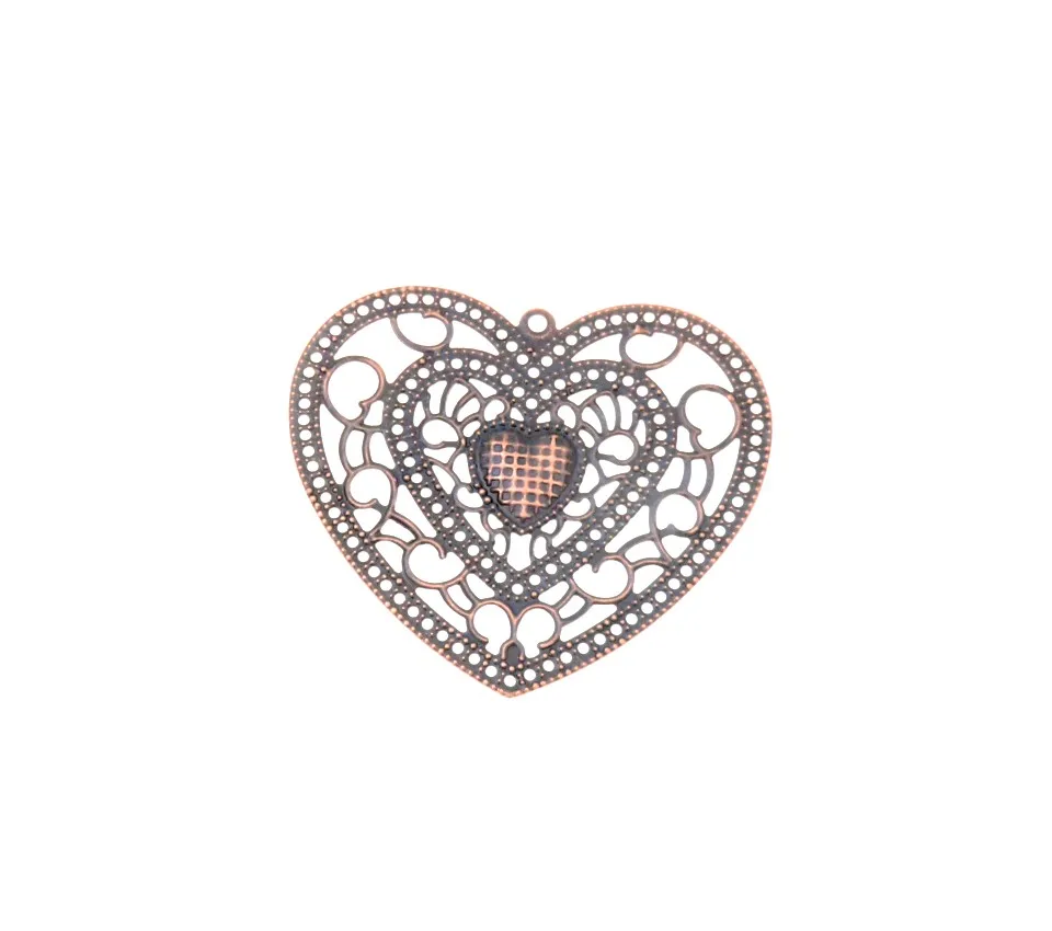 Free shipping 10Pcs Antique Copper/Gold/silver Filigree Heart Wraps Metal Crafts Gift Decoration DIY Findings Connectors 65x58mm