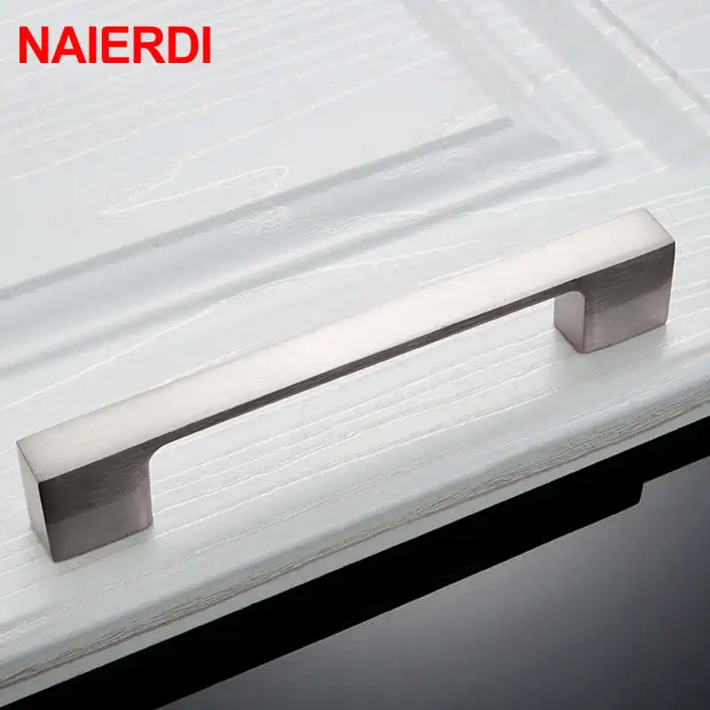 NAIERDI Cabinet Handles Drawer Knobs Aluminum Alloy Wardrobe Door Handle Brushed Pulls Modern Style Furniture Handle 128mm/160mm