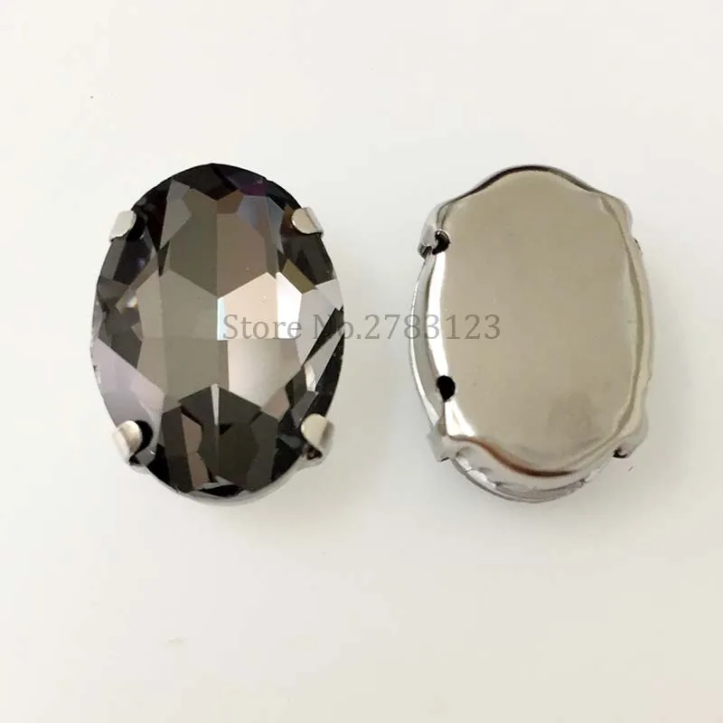 Gray color oval shape High quality Glass Crystal flatback sew on rhinestone with claw, diy/Clothing accessories Free shipping