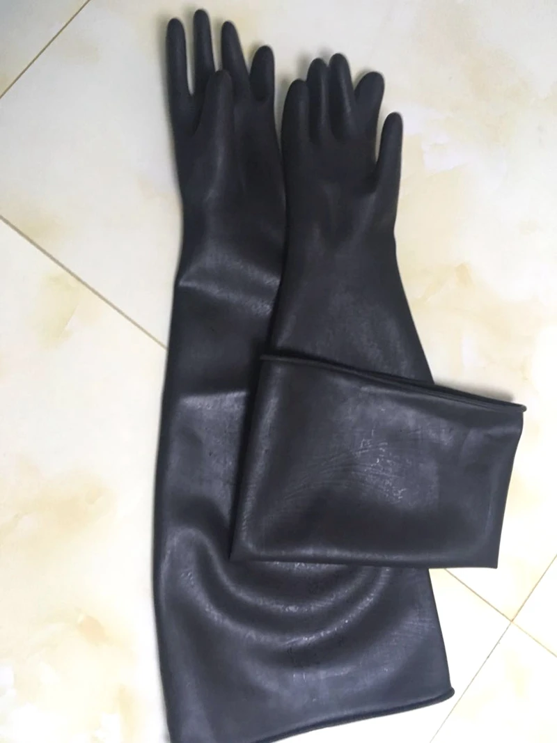 Rubber Gloves Heavy Duty Chemical Resstant Blasting Latex Industrial Sandblaster Length 35CM,45CM,55CM,70CM