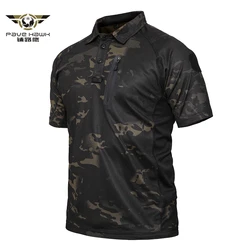 Men's Tactical Military Polo Shirts Summer Army Force Camouflage Shirt for Man Breathable Pocket Short Sleeve Shirts S-3XL