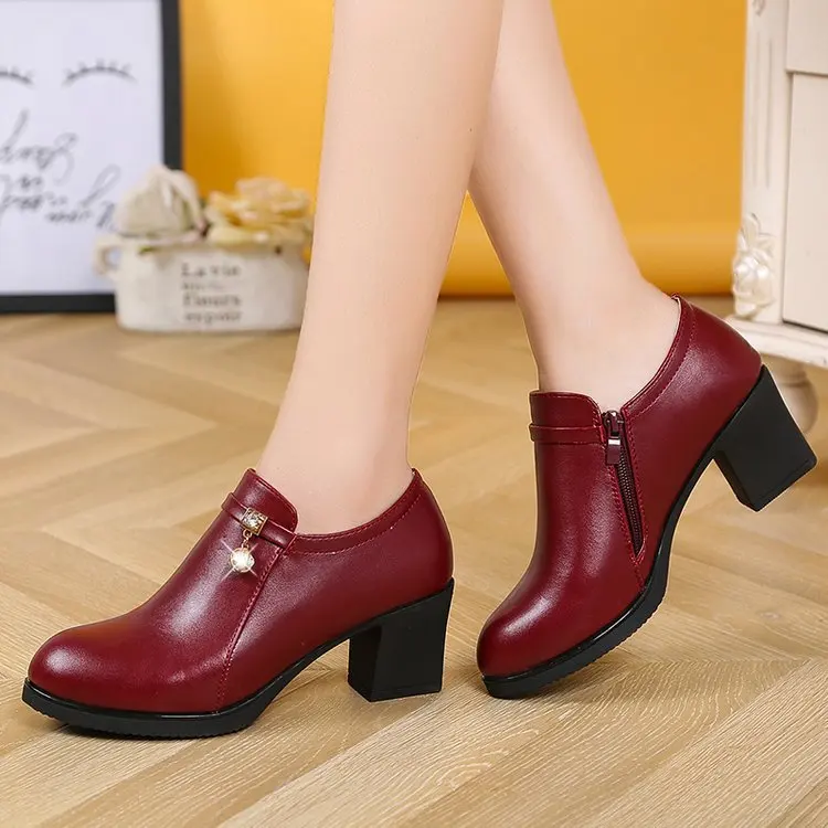 New Womens Ankle Boots Medium Heels Black Boot designer shoes booties fashion woman Boot Ladies Women shoes