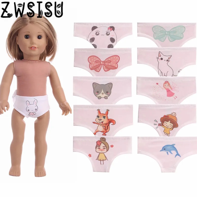 Doll Panties Cartoon Patterned For 18 Inch American Doll & Baby Reborn Clothes 43 Cm Our Generation Girl's Toy Doll Accessories