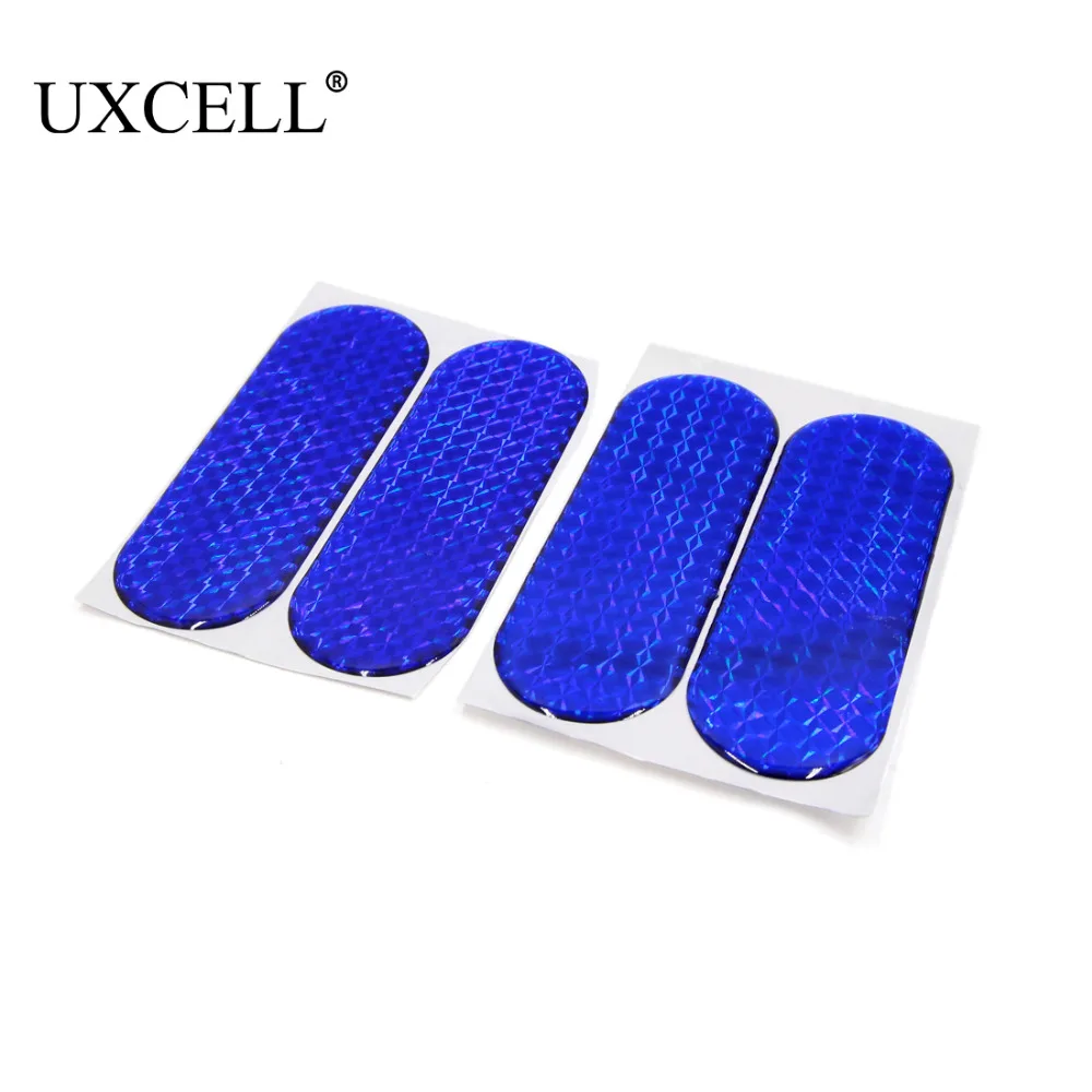 UXCELL 4Pcs Blue Reflective Safety Warning Self-adhesive Reflector Tape Sticker for Car