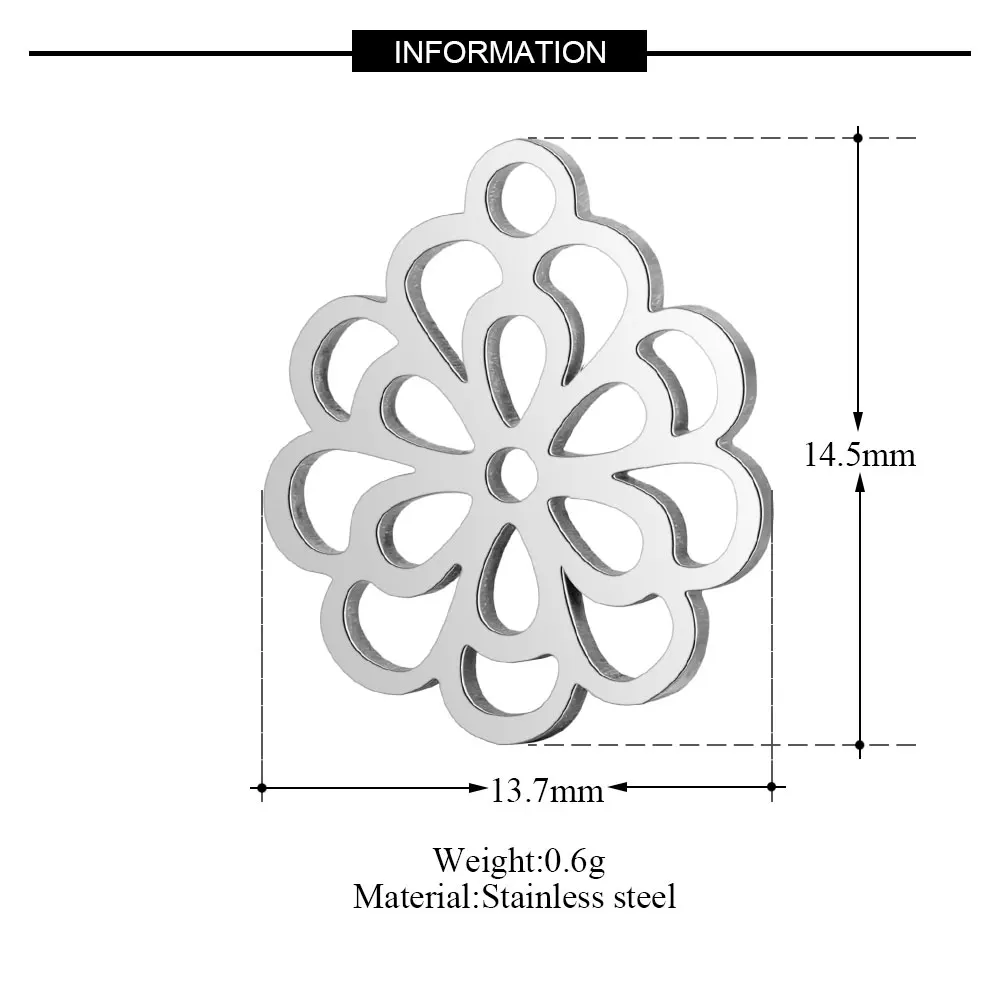 10 Pieces Life of Tree Flower Charm Wholesale Stainless Steel Real 316 Steel DIY Charms Never Tarnish AAAAA Quality Pendants image 4