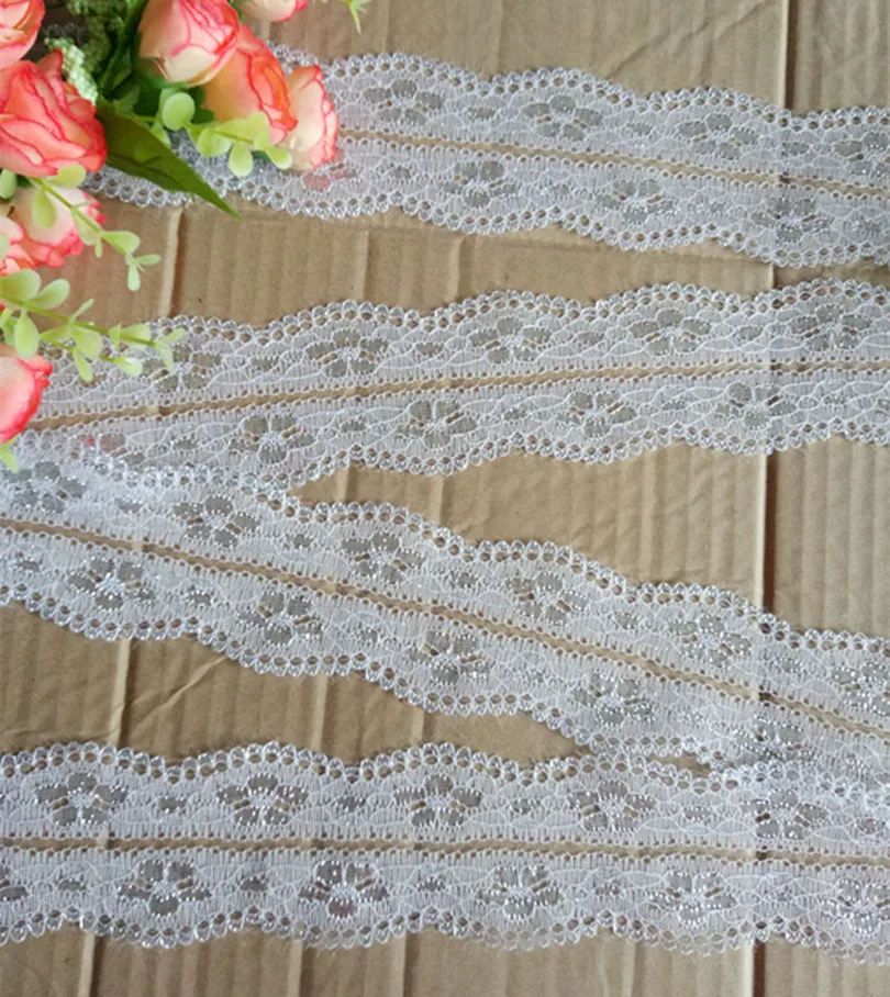 Width 55mm 12yards white Embroidered Net Lace Trim fabric Garment ribbon headband wedding party decoration DIY Accessorie #95656