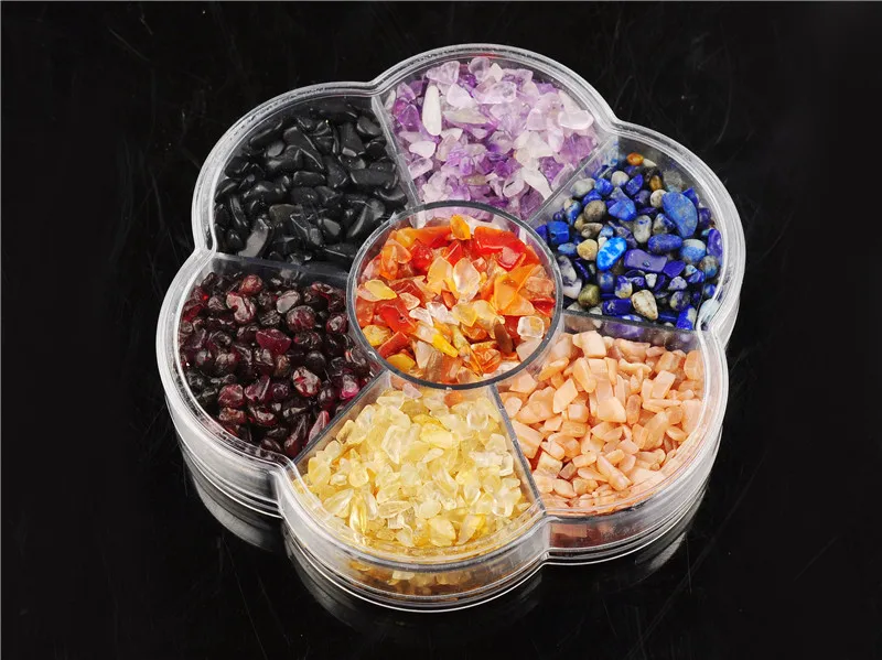 

2017 Natural Crystal Beads 7Chakra Stone Gift Box Semi Precious For lucky Chip Nonporous DIY