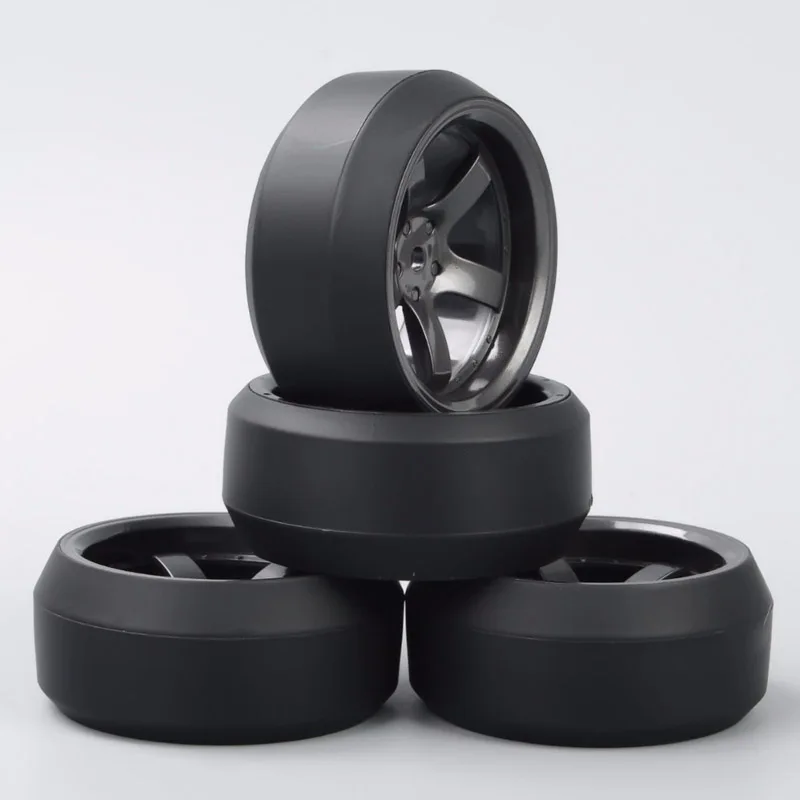 4Pcs/Set 1:10 Scale Drift Tires and Wheel Rim with 12mm Hex fit HPI HSP 1:10 On-Road Car Accessories