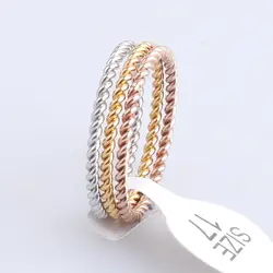 Fashion Slim Three circle Hemp flowers Stainless Steel Finger Rings for Women Men Wholesale Jewelry