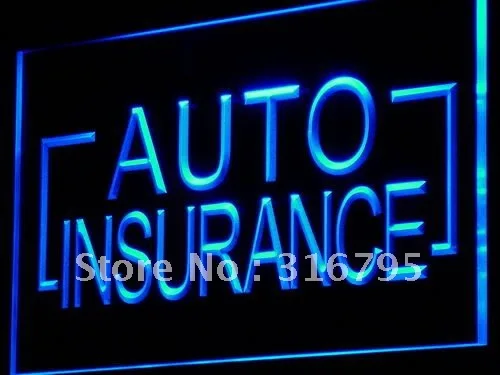 i793 Auto Insurance Car Shop Display LED Neon Light Light Signs On/Off Switch 20+ Colors 5 Sizes