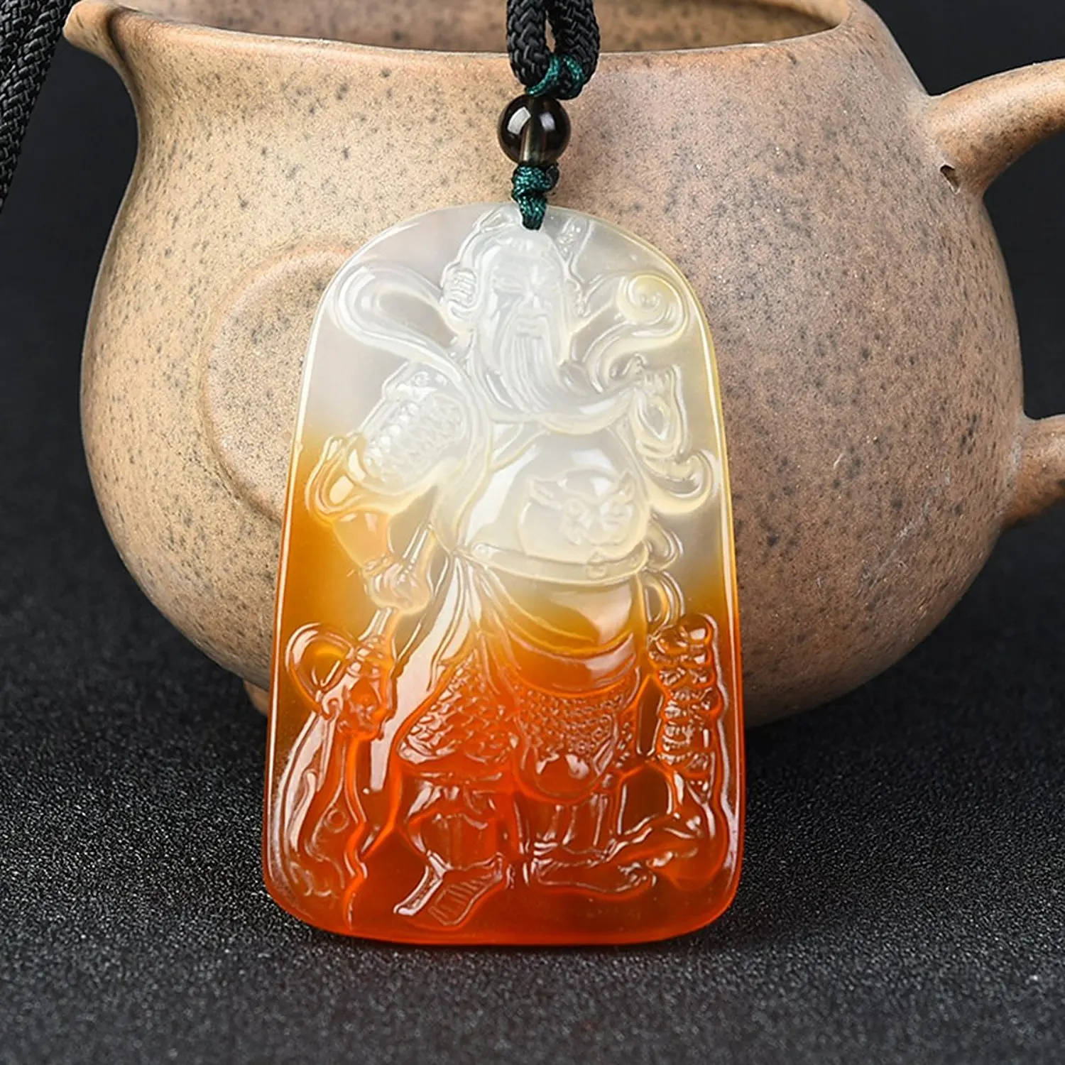 Natural Red Agate Pendant Guan Gong Men Fashion Ma Nao Necklace PendantWomen Jade Gemstone Jewelry Gift Wholesale