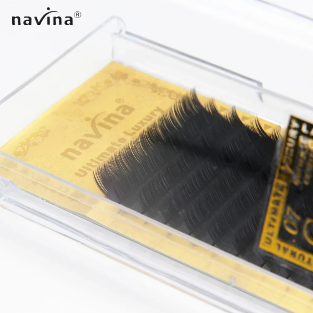 Navina Vàng Hộp Mở Rộng Lông Mi Giả Chồn Lông Mi Đen Mi Dày JBCD Curl 0.07/0.1/0.12/0.15 Fake Eyelash