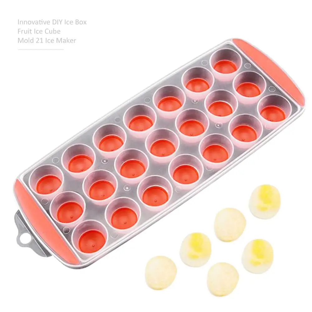 21Grids Summer Ice Cube Mold Tray Plastic Freezing Ice Box Fruit Jelly Maker Mould With Cover Lid Flexible Mold Plate Kitchen 4