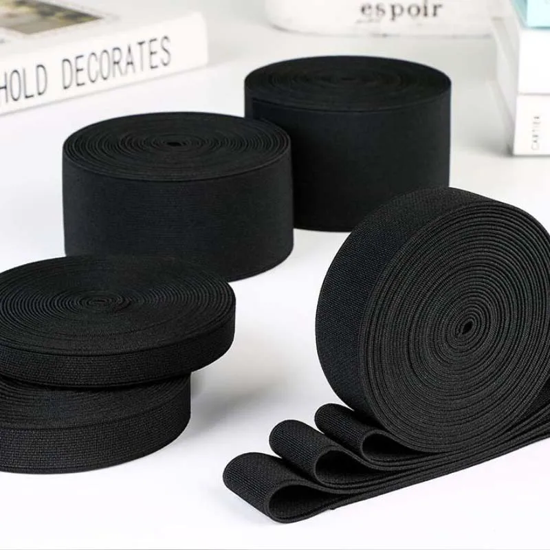 4meters/lot Width 1.5cm 2.5cm~5cm Elastic Rubber Band Clothing Accessories Nylon Webbing Garment Sewing Accessories Black White