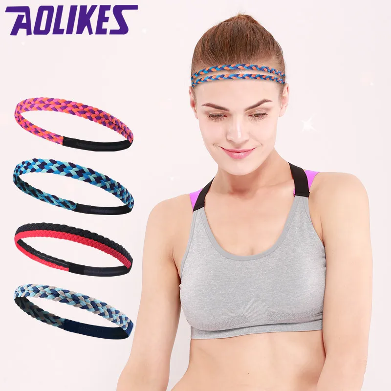 AOLIKES 1 Pcs Weave Elastic Yoga Sweatband For Women Men Running Hair Bands Fitness Sweat Bands Sport Headband Wholesale