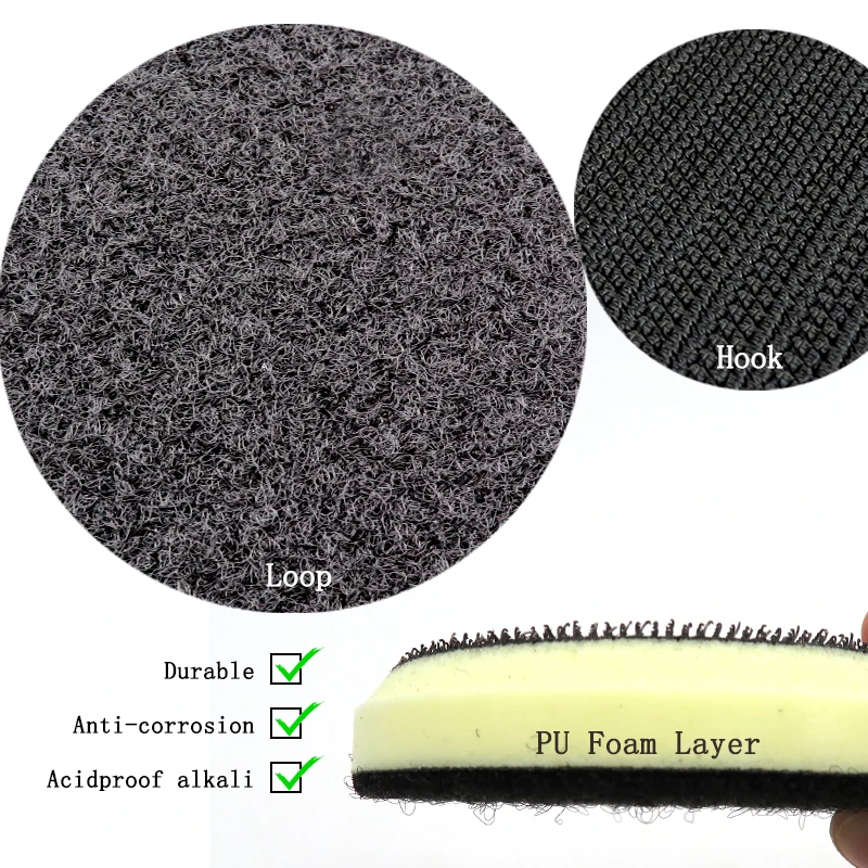 5 pz DELL'UNITÀ di elaborazione di Schiuma Piastra di Interfaccia Smussatura 3 pollice 75mm Levigatrice Backing Pad Tampone lucidatura Utensili elettrici Accessori Gancio e Anello