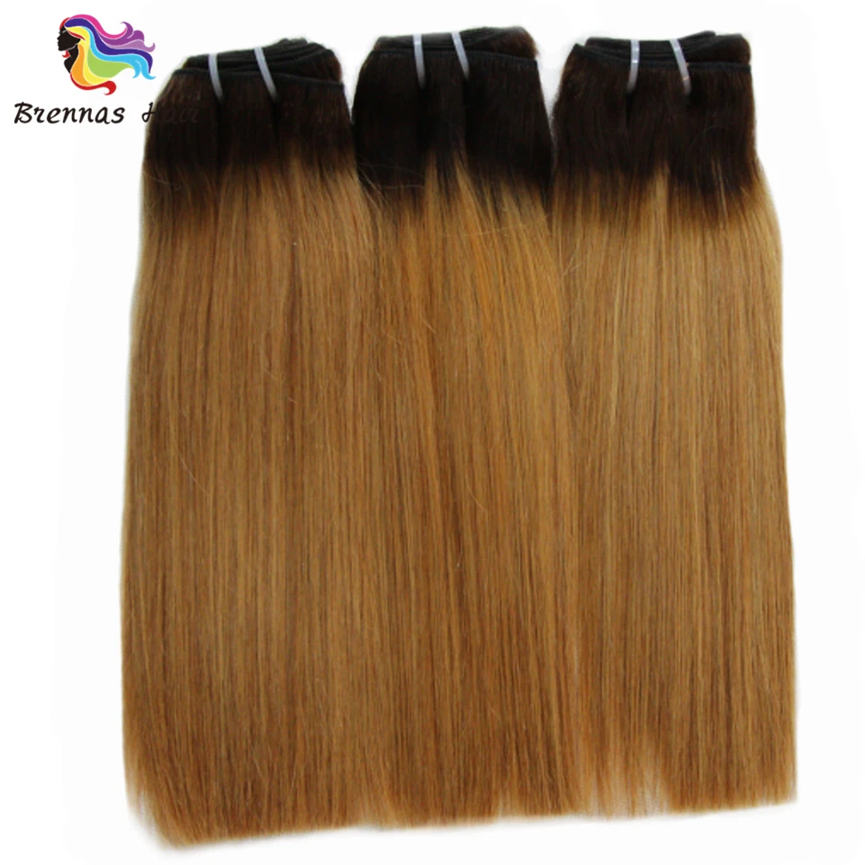 Double Drawn Straight Human Hair Bunldes Ombre 1B27 Brazilian Straight Human Hair Weaves Deal Funmi Human Hair Bundles For Women