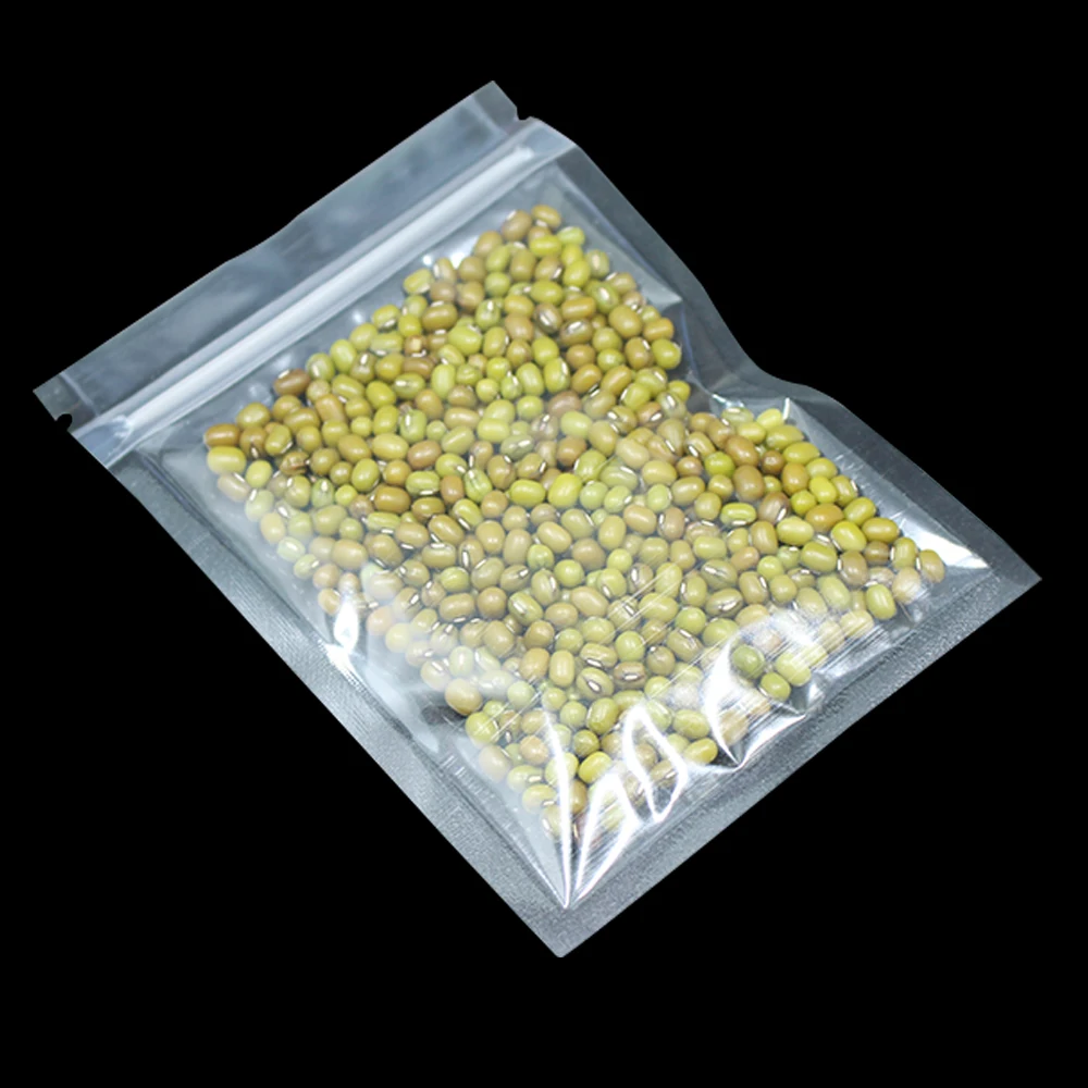 

100Pcs Clear Zip Lock Self Sealing Bag Flat Plastic Food Grade Packaging Pouch for Beans Coffee Power Spices Poly Bag Reusable