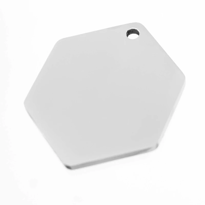 

High quality hexagon pendant Customized Stainless steel plate both sides mirror polished charms pendants 50pcs