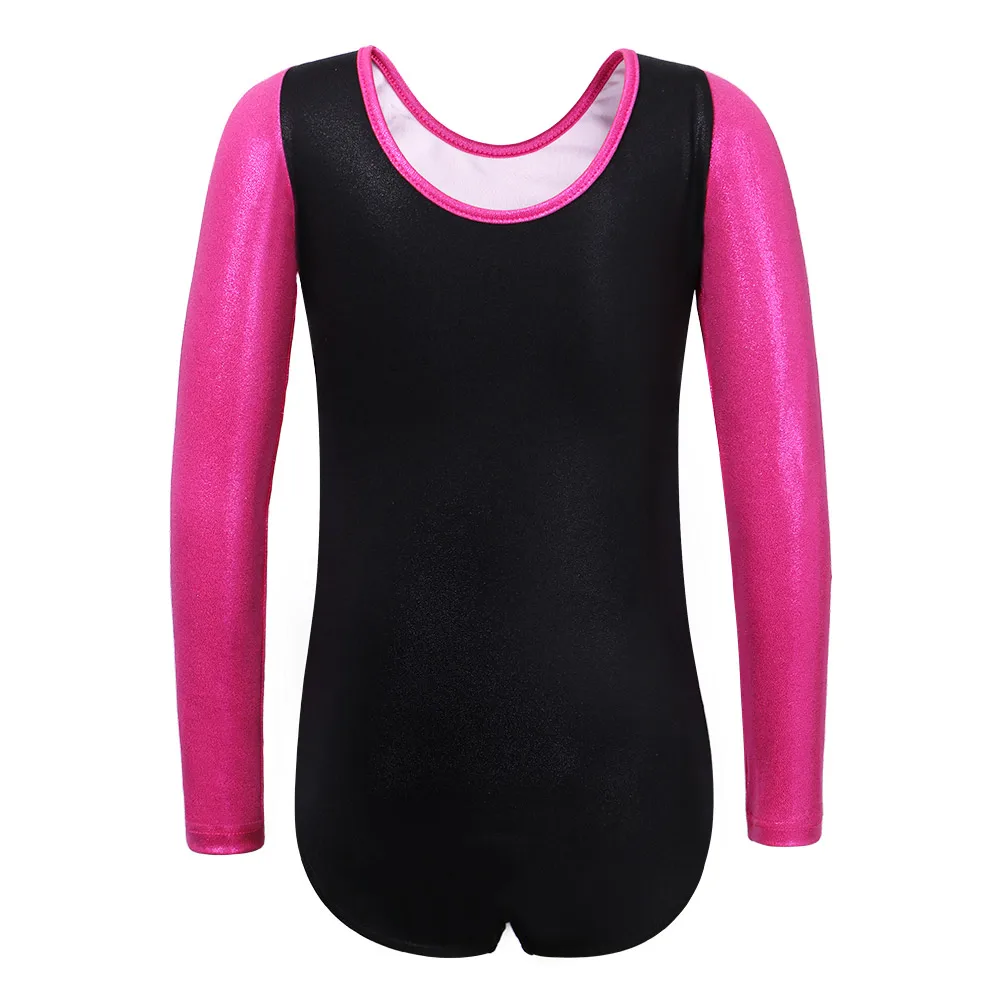 BAOHULU Kids Gymnastics Leotard One-Piece Long-Sleeve Diamond-Shaped Ballet Leotard Train Show Dance Bodysuit New Girls Leotards