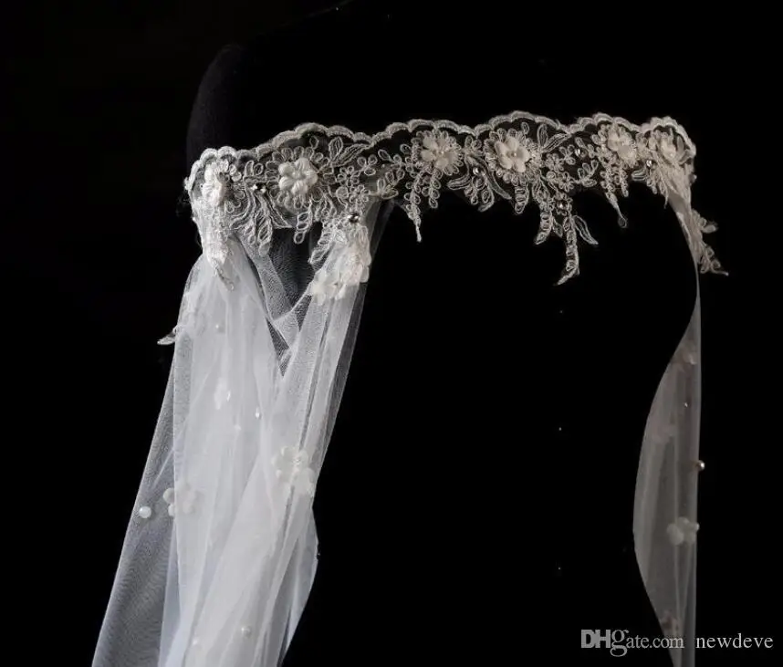 Envolturas de boda de 3M, chal de novia con tren de la Catedral, apliques de encaje de perlas de cristal con flores 3d, capas de novia, novedad de 2019