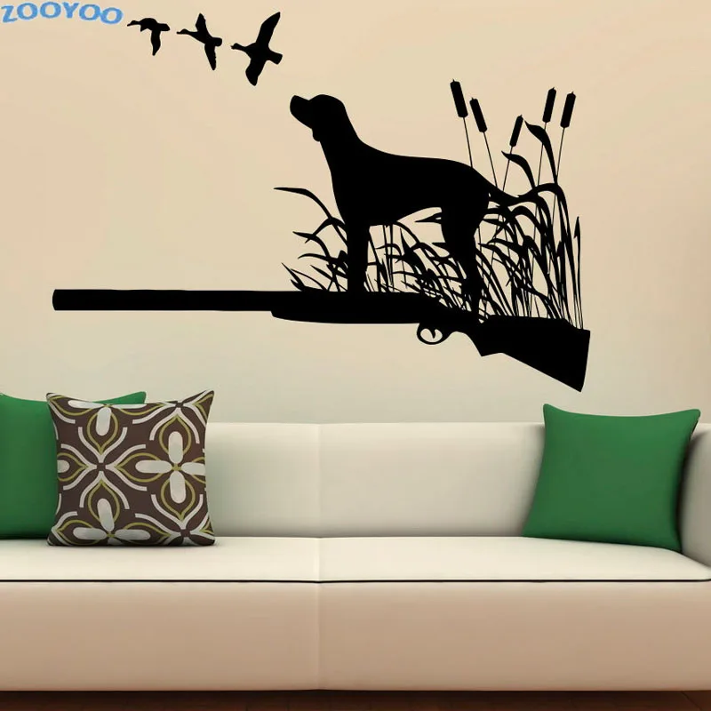 ZOOYOO Birds Hunting Dogs Creative Wall Stickers Hunter Vinyl Wall Art Decals Murals Wallpaper For Living Room Kids Room Decorat