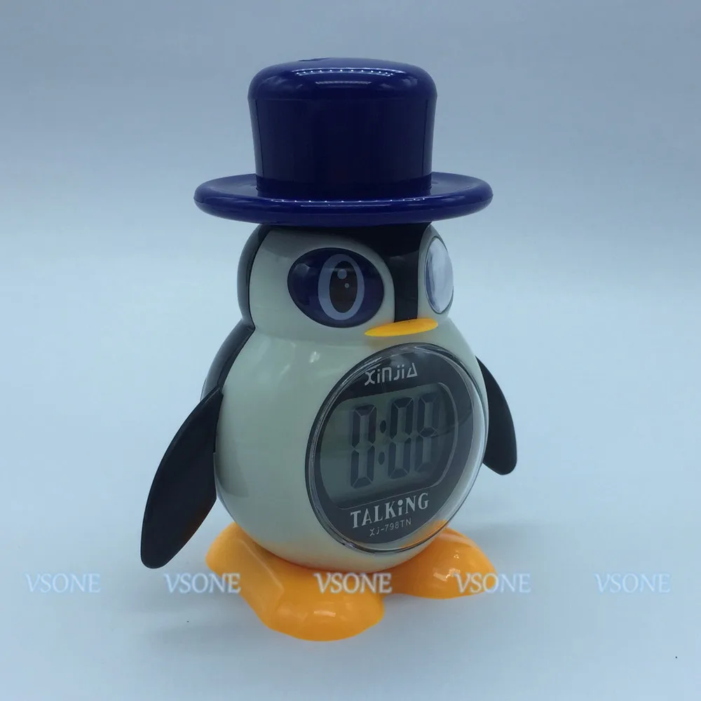 Russian Talking LCD Digital Alarm Clock for Blind or Low Vision Penguin Style Gifts for Children