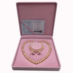 Sinya Natural Pearls Strand Necklace Bracelet Earring Set With Pink Purple White Optional Pearl Dia 10-11mm for Mother Women