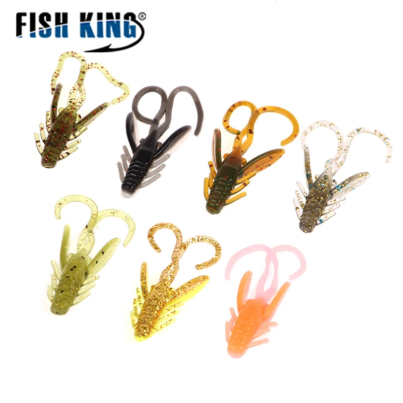 FISH KING 20PCS Soft Fishing Lures 4CM Shrimp Flavor Crankbait Worms Artificial Bait Wobbler Fishing Tackle