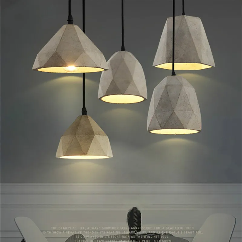 

Loft vintage concrete pendant light E27 LED industrial hanging lamp cement with 5 styles for dining room bedroom kitchen hotel