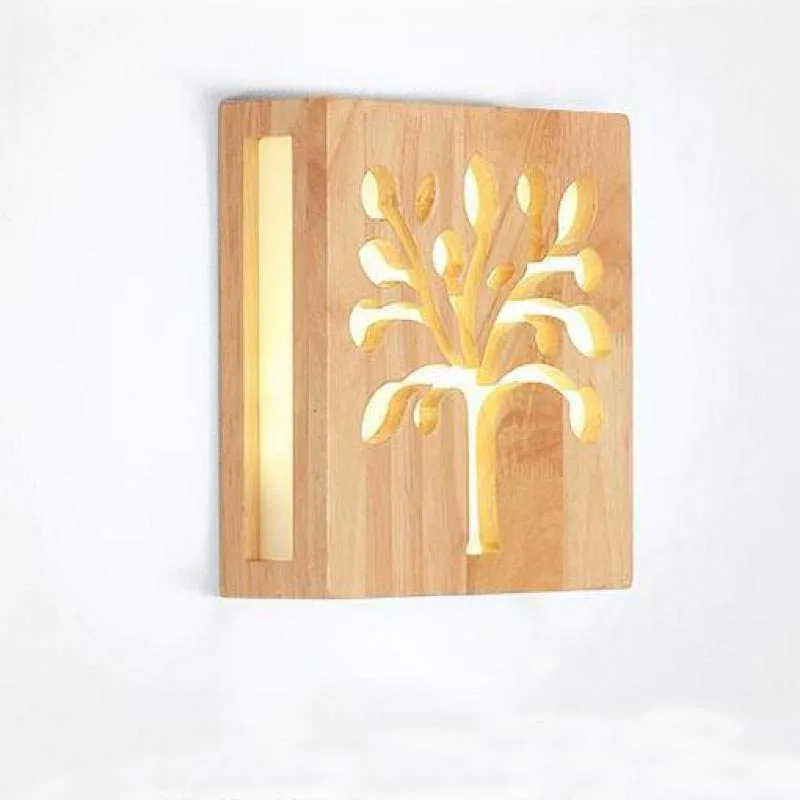 

Wonderland Modern Wooden (Tree/Wifi/Bulb) Shape Square Wall Lamp Light Luster Home Decoration Living Bathroom Bedroom Restaurant