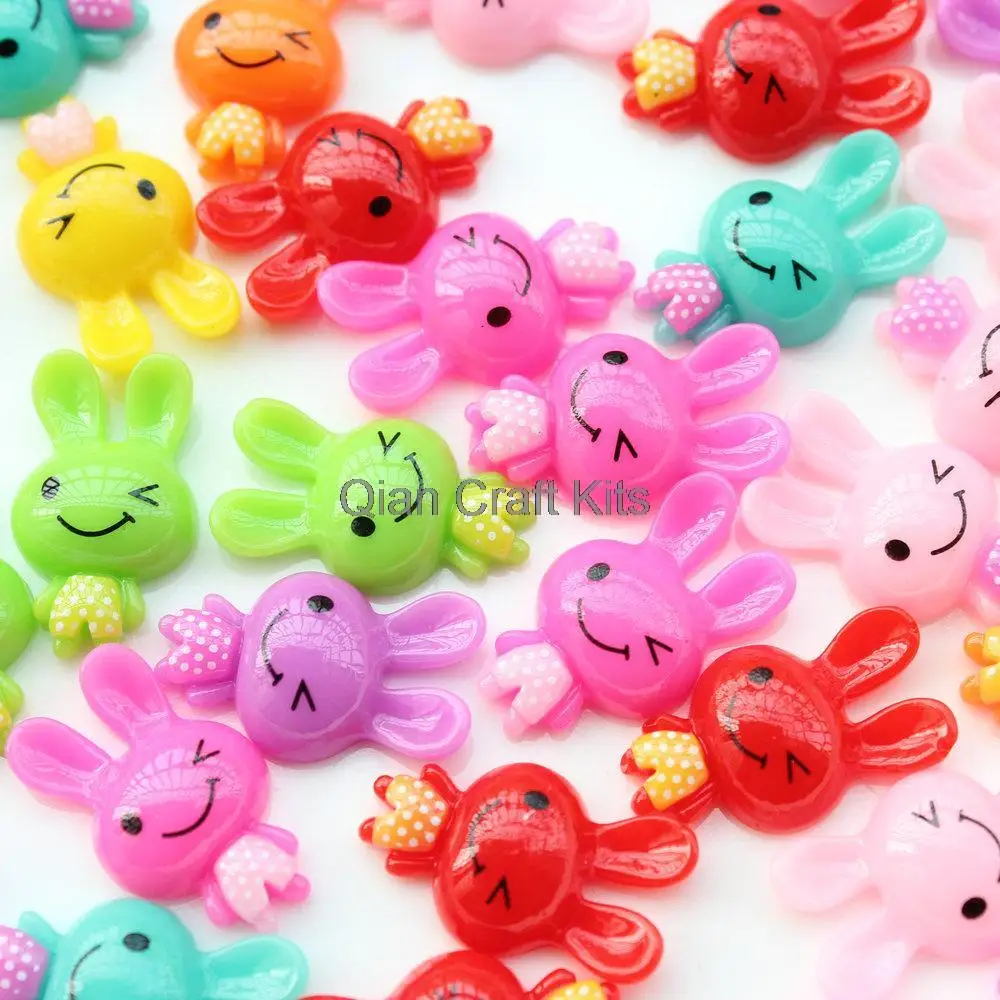 200pcs mixed colors rabbit Resins cabochon flatback 23mm Easter Bunny Resins DIY Hair Acessories Supplies