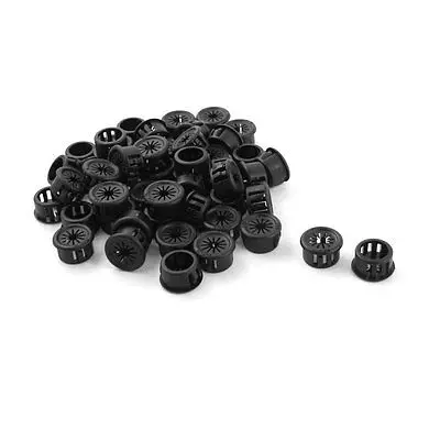 100Pcs 16mm Dia Universal Black Plastic Cable Pipe Snap Bushing Protector