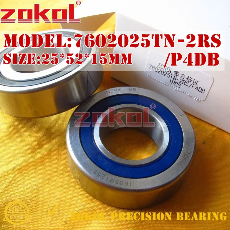 

ZOKOL 7602025 TN 2RS P4 DB C 760205 2RSDB Axial Angular Contact Ball Bearing 25*52*15mm