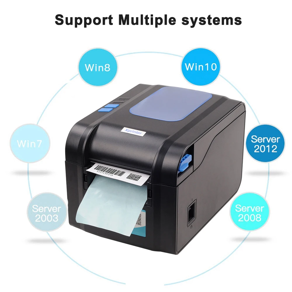 New 80mm Thermal Label Printer Receipt Bar QR Code Sticker Machine 365B 370B USB Bluetooth Printing