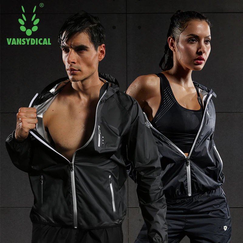 2024 VANSYDICAL Sweat Suit Womens Mens Sports Running Suits Fitness Lose Weight 2pcs Gym Sportswear Fitness Track Training Suits