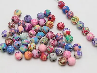 

100 Mixed Colour Polymer Clay Round Beads 6mm(1/4") Spacer Jewelry Finding