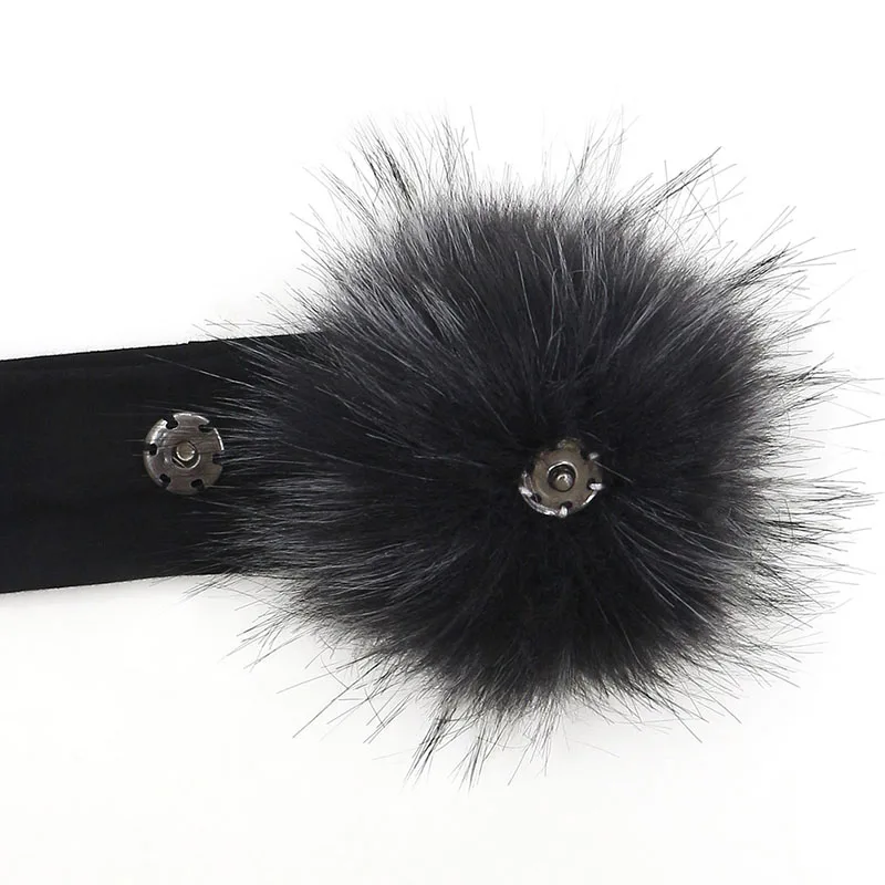 GZHilovingl Raccoon Faux Fur Pompoms Baby Headband Cotton Children Girls Elastic Hair Bands Turban For Girl Toddler Headbands