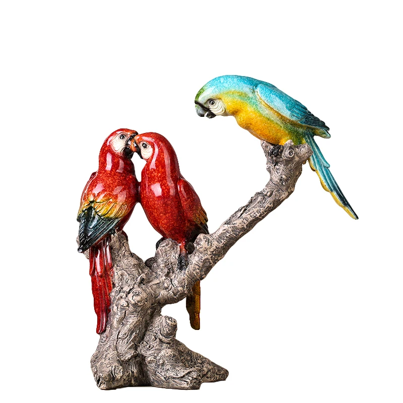 

Vivid Parrot Sculpture Enameled Resin Bird Budgerigar Statue Lovers Ornament Art Collection Craft Room Decoration Accessories