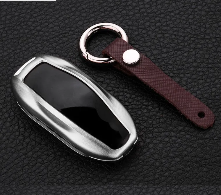 

Car Aluminium Alloy Key Holder Cover Case Shell Chain For Tesla Model 3 Model S Model X Smart Remout Key Accessories