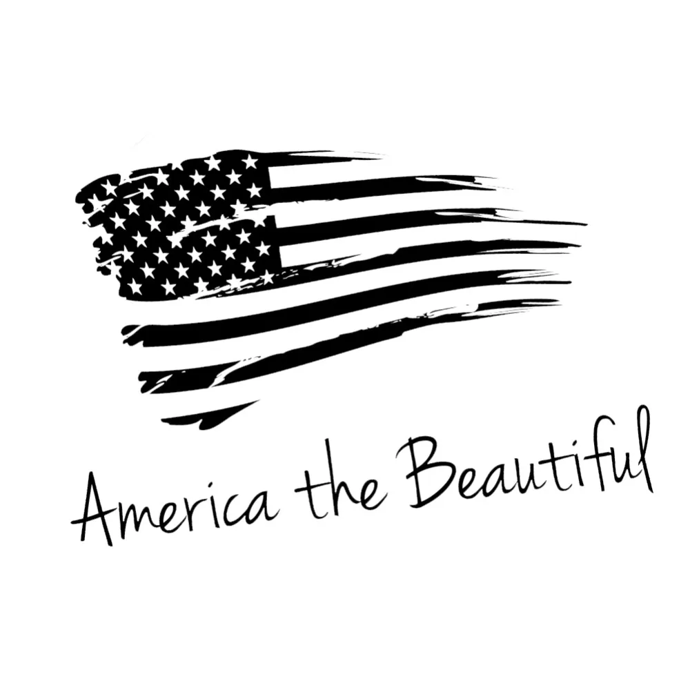 25*17cm Patriotic Quote Decor America the Beautiful USA Flag Car Sticker Vehicle Window Decal Windshield Laptop Waterproof CL042