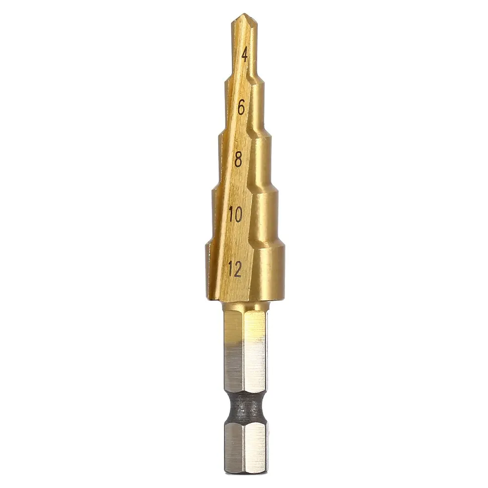 3 bocados de broca titanium de aço da etapa de hss dos pces 3-12mm 4-12mm 4-20mm ferramentas de corte do cone da etapa do woodworking de aço conjunto de perfuração do metal da madeira
