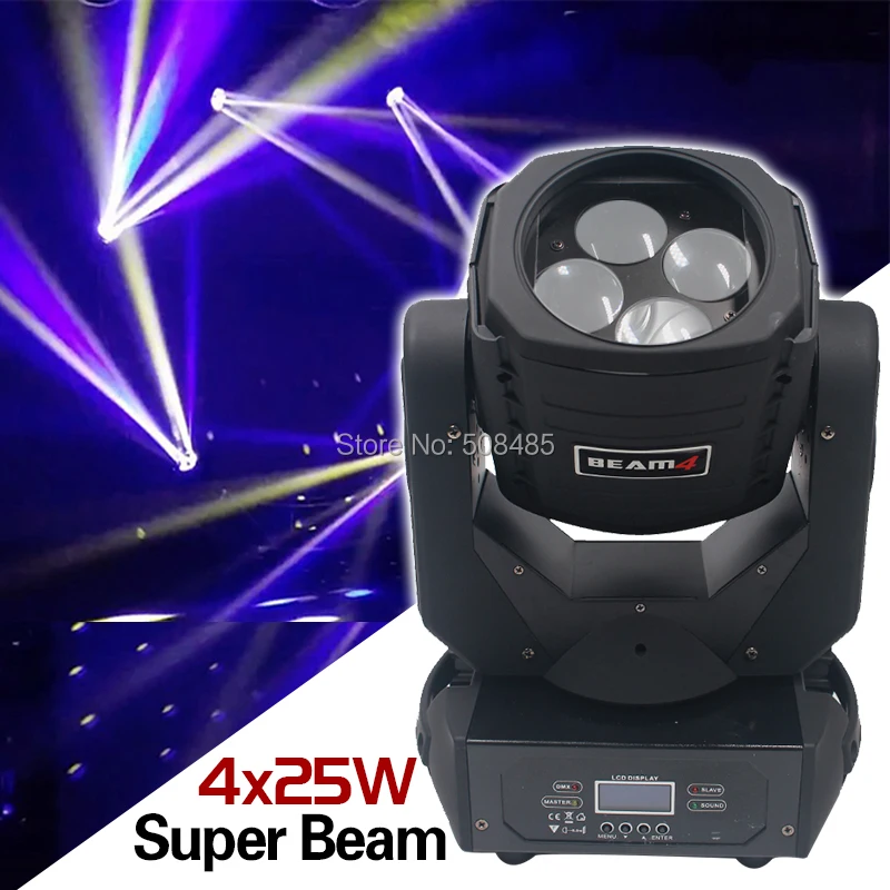 

Super Beam 4x25W LED Moving Head Beam Light Bar Effect Led Stage Lighting Cree Led Lamp Super Bright Projector DJ Disco Lights