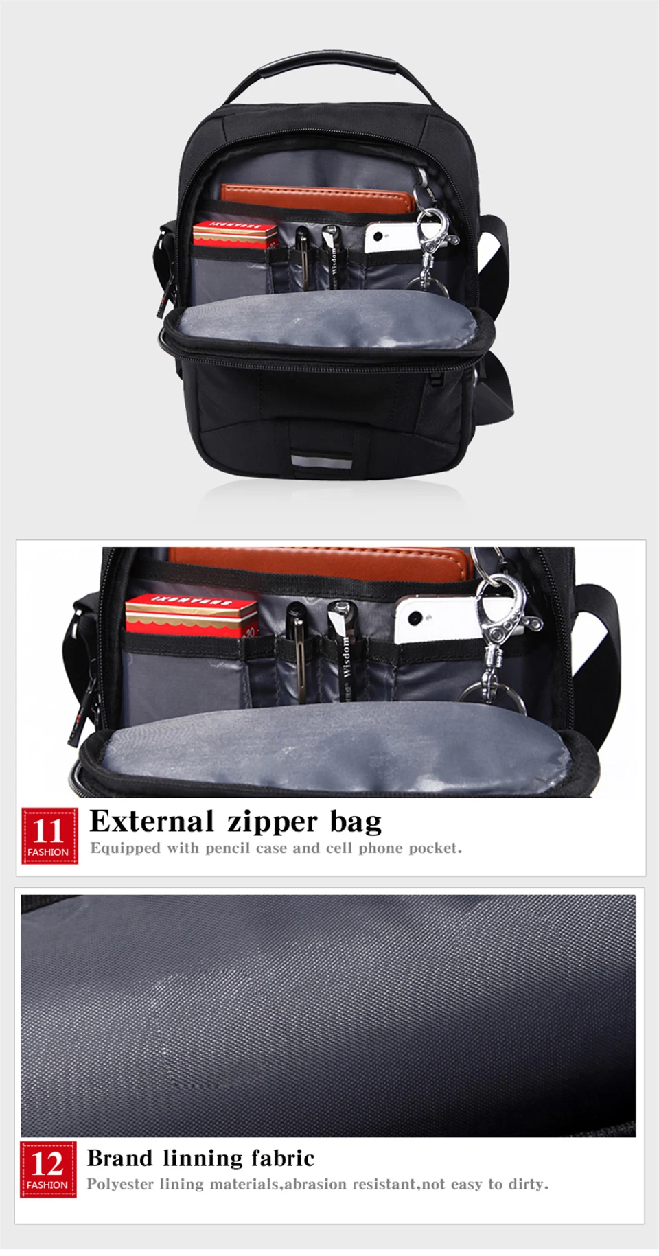 Schweizer Wasserdichte Oxford Herren-Umhängetasche Multifunktionale Business-Casual-Aktentasche Reise-Schultertasche Modische Handtasche – Detail 18