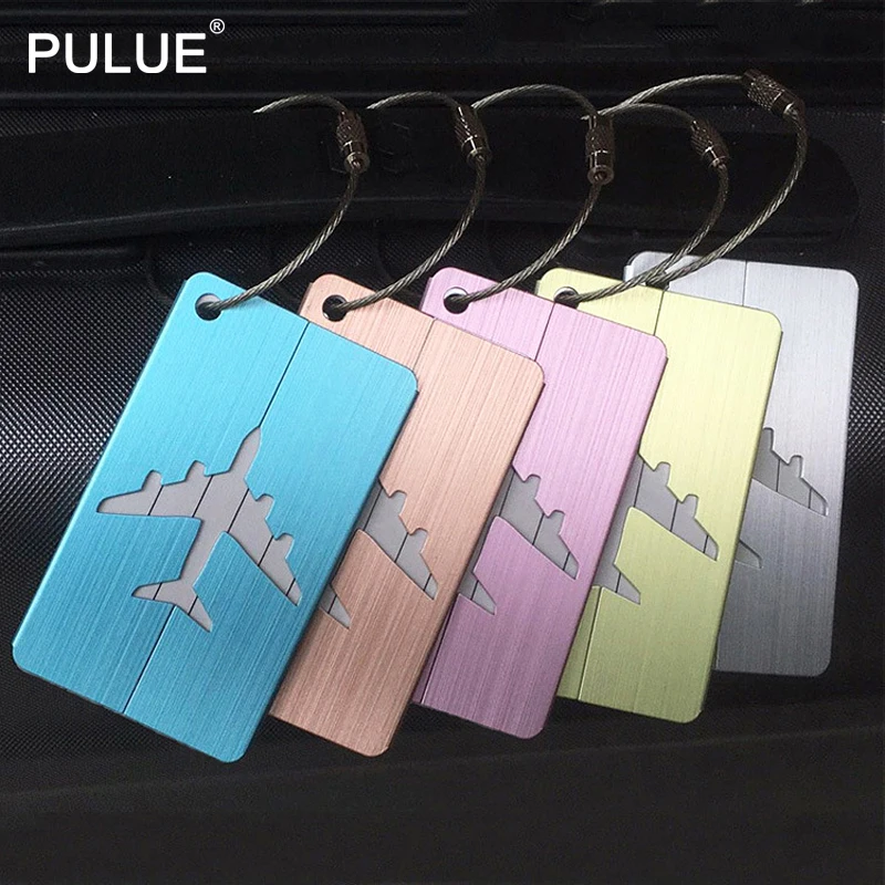 

New Upgraded Metal Brushed Luggage Tag Aluminium Alloy Baggage Name Tags Travel Accessories Luggage Checked Boarding Bags Label