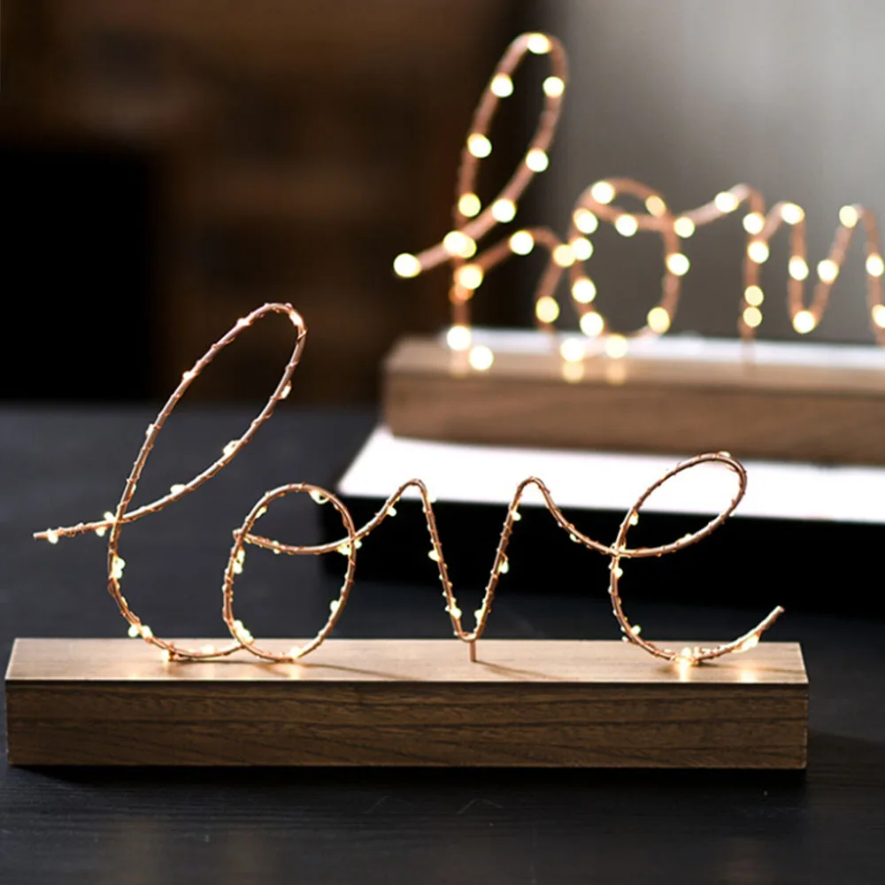 

Creative Home Decorative Figurines Ornaments LED Lamp Light LOVE Letters Living Room Bedroom Layout Decoration Birthday Gift