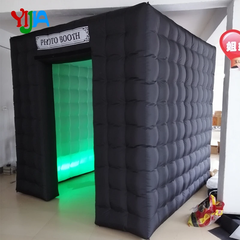 One Door 2.5m Cube Inflatable Photo Booth  Backdrop with LED Strips Lights bottom  For Party ,Wedding  Promotion Events